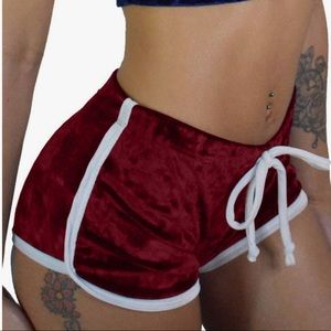 Women's Drawstring Crushed Velvet High Waist Club Mini Shorts size Large/12